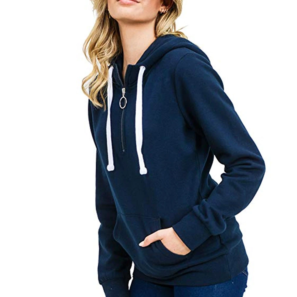 

2019 Womens Long Sleeve Color Patchwork Tops Winter Hooded Hoodies Zip Up Casual Loose Sweatshirt with Pocket Plus Size S-XL