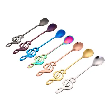 

50pcs/lot Musical Note Coffee Spoons Stainless Steel Tea Stirring Spoons Set Sugar Ice Cream Mug Dessert Spoon Drink Tableware