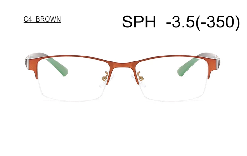 Myopia Glasses Diopter-0.5-1-1.5-2-2.5 To-6 Women Men Upscale TR90 Half Frame Finished Prescription Spectacles Nearsighted - Цвет оправы: C4 (-3.5)
