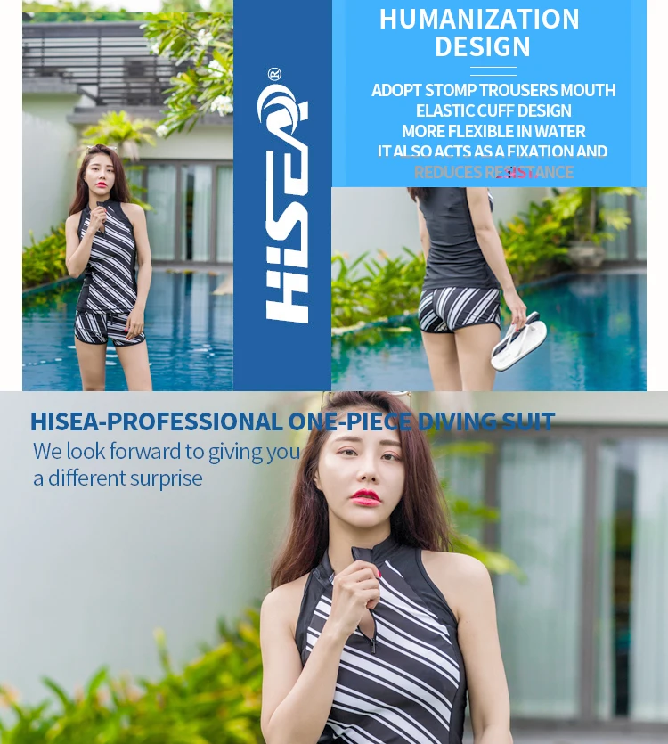 Hisea 2019 женский летний купальный костюм в черно-белую полоску пляжная одежда для отдыха с принтом без рукавов сёрфинга Сноркелинг купальник