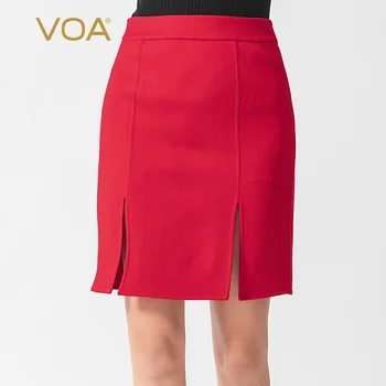 

VOA Snow-Covered Plateau Small Cashmere Natural Waist Slit Hemline at Hem Fashion All-match Winter Warm Cashmere Skirt SC990