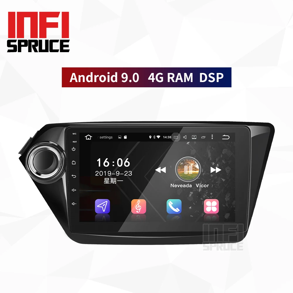 Автомобильный dvd GPS навигатор 4G RAM DSP Android 9 0 для Kia K2 RIO 2010 2015 с монитором '񟝰*600