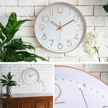 

Personalized Simple Round Wall Clocks Decor Modern Fashion Without Hole Non Ticking Clock Bedroom Living Room Home Decoration