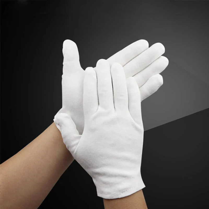 24 PCS White Cotton Gloves New Full Finger For Men Women Working
