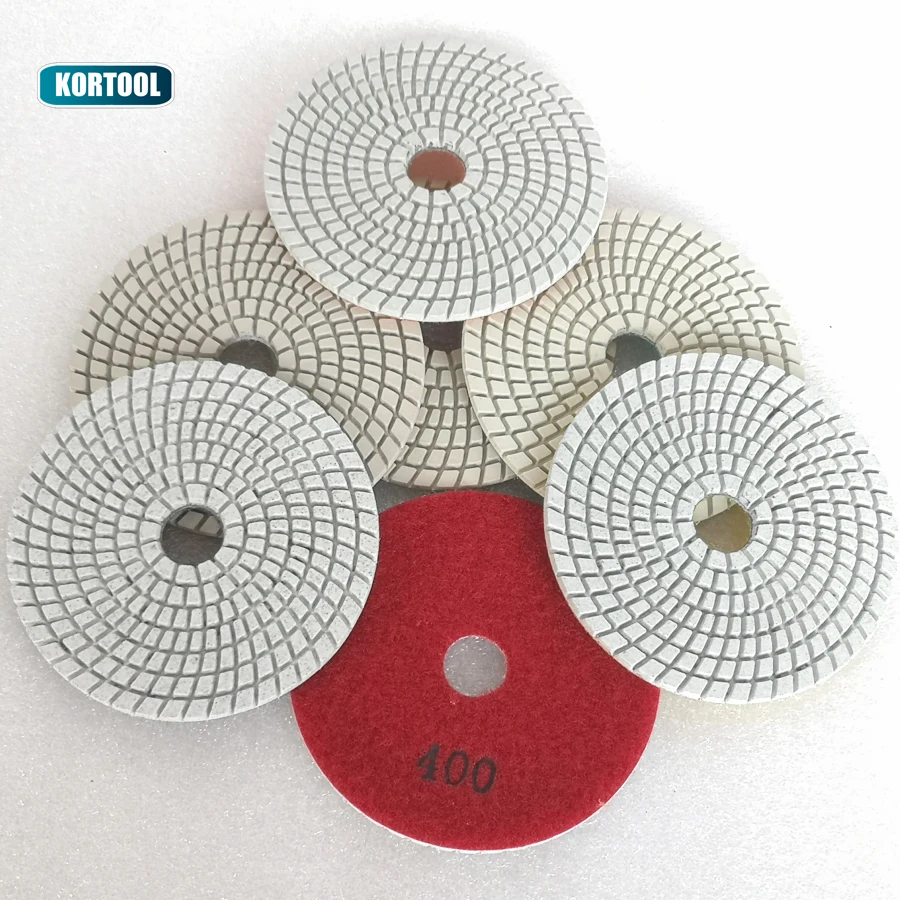 Diamond Polishing Pads Wet/Dry for Granite Stone Concrete Marble Polishing Use Grinding Discs Set  Spiral Type