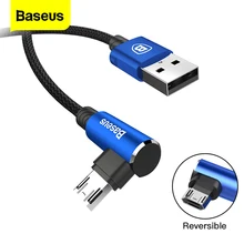 Baseus – Câble micro USB réversible de charge rapide, fil avec microusb pour téléphone portable, pour Samsung, Xiaomi, Android