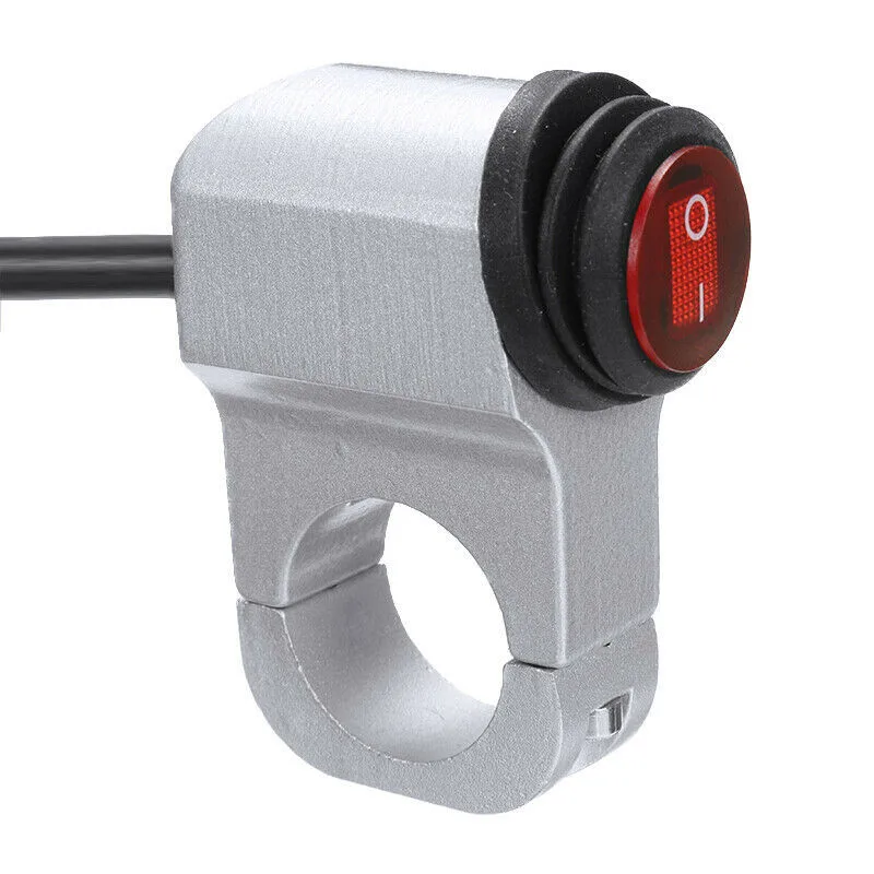 12V Light 22mm Switch ATV Fog Handlebar Motorcycle Mounting On Off Sliver |