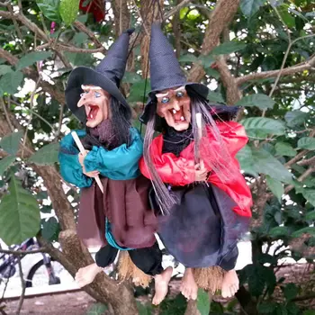 

1pcs 12" Halloween Hanging Animated Talking Witch Props Laughing Sound Control Decoration Random Style