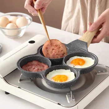 

4 Holes Omelet Pan Non-Stick Griddle Maker Pancake Pan Egg Ham Pans Breakfast Kitchen Cooking Pan
