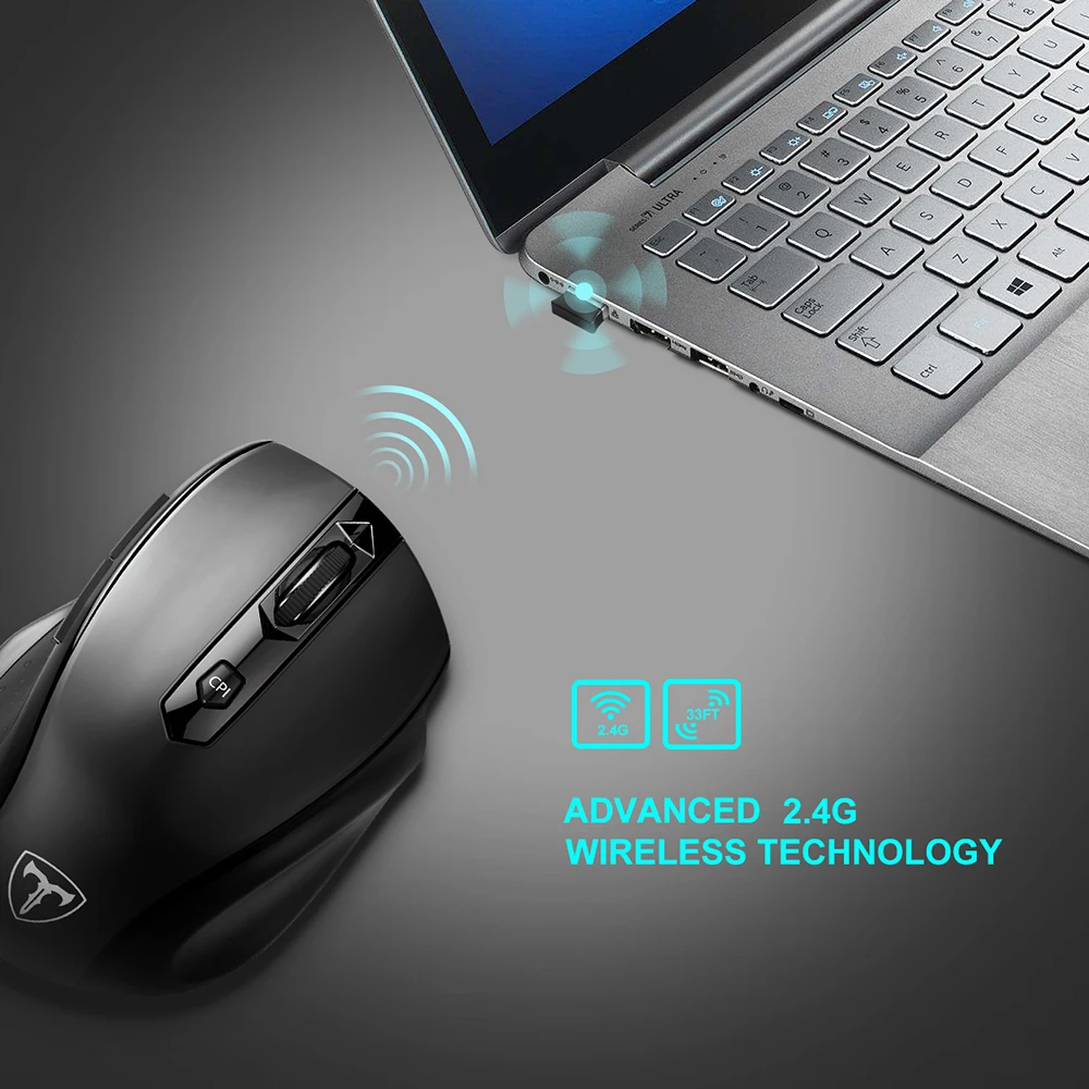 VicTsing PC065 2,4G беспроводная мышь эргономичная компьютерная мышь и коврик для мыши комбо 2400 dpi 6 кнопок для ноутбука ПК ноутбука Mac OS