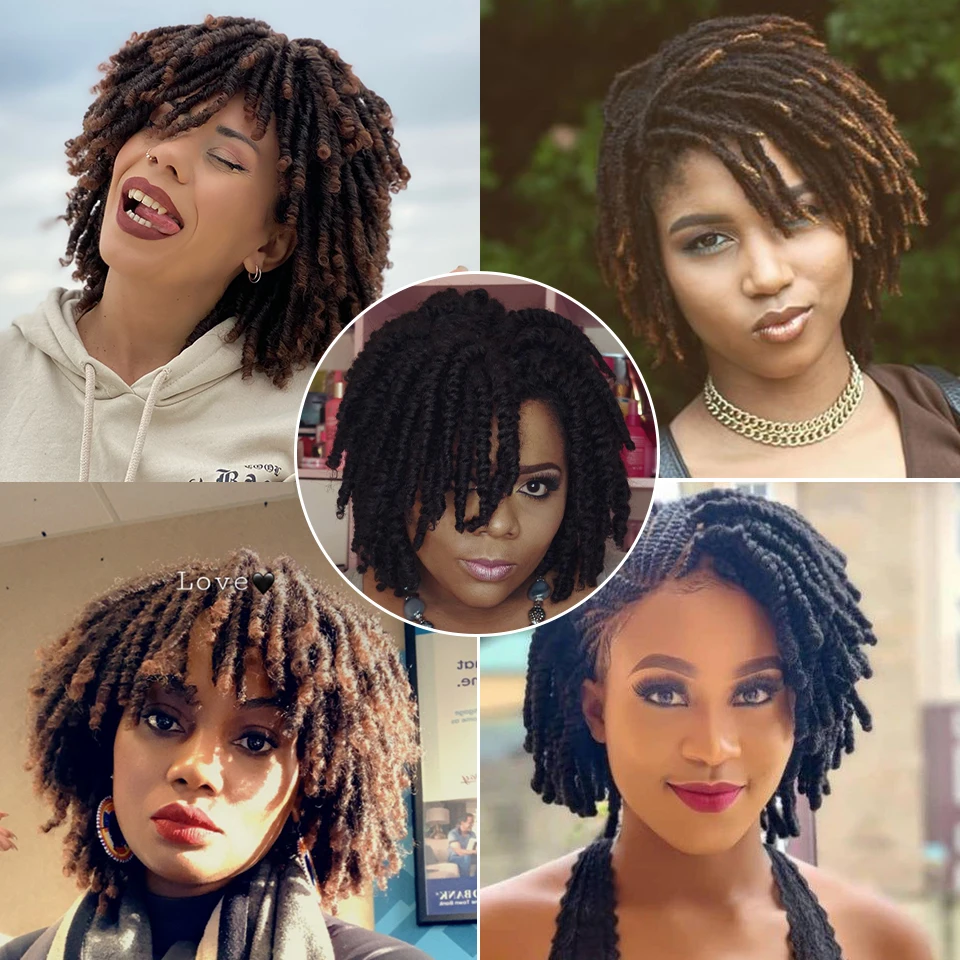 Peruca de Borgonha para Preto Beaudestiny Cabelo Sintético Fake Locs Dreadlocks Perucas Macias Faux Peruca Trançada Afro Curto Encaracolado 10 High Quality Apliques e perucas