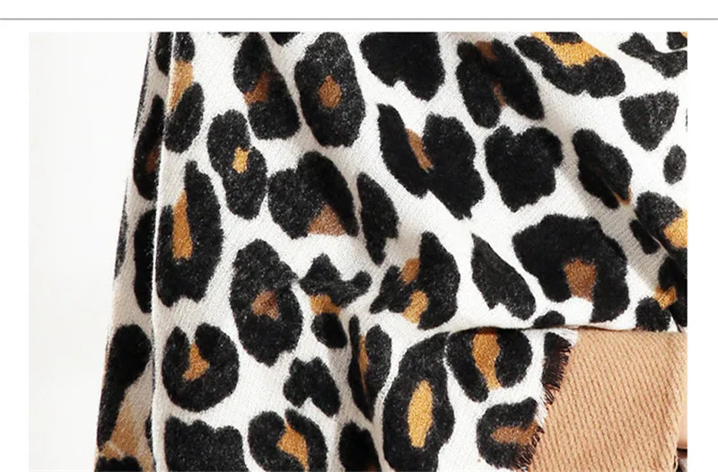 Зимний Теплый леопардовый шарф для женщин, пончо из искусственного кашемира, леопардовая Пашмина, классические женские шарфы, Женская шерстяная шаль, зимний палантин