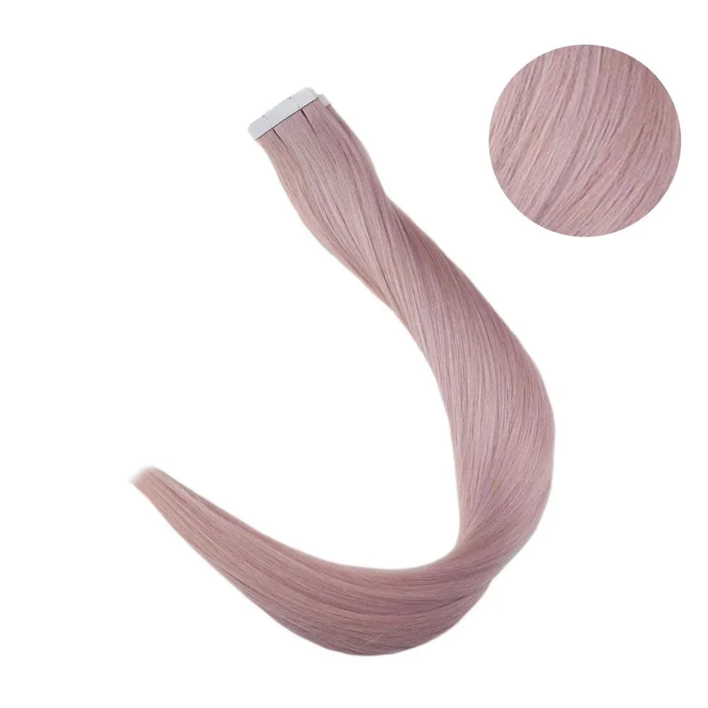 Lilac Полный блеск красочные 20 шт 50 г лента в настоящая машина сделанная Remy человеческие волосы для наращивания клей на волосы - Цвет: Lilac