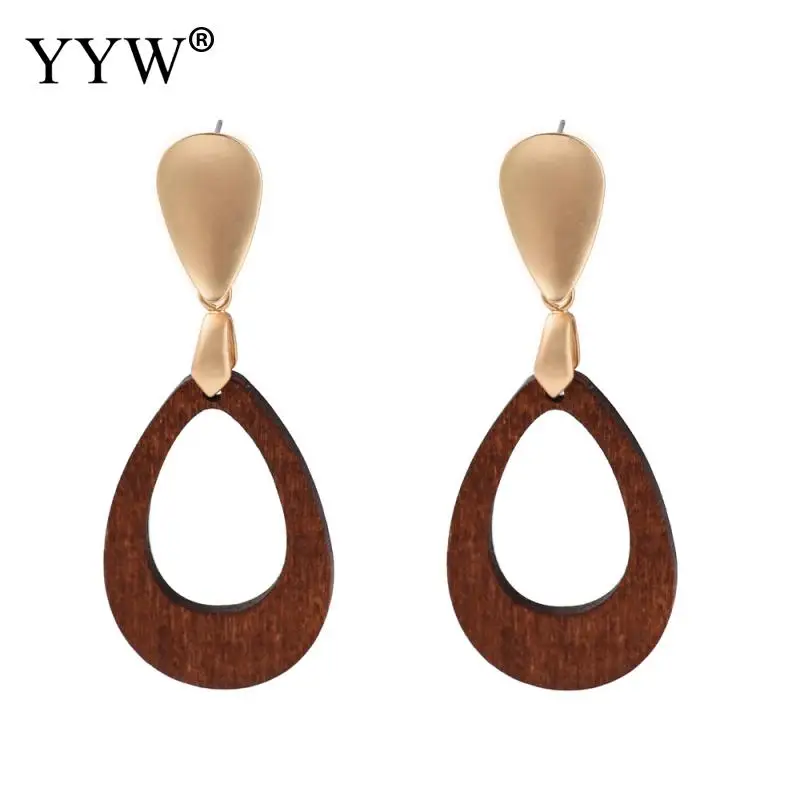 

Matte Gold Earrings Hollow Wood Earrings Long Retro Geometric Earrings Fashion All-Match Earrings For Female Daily Wear Or Match
