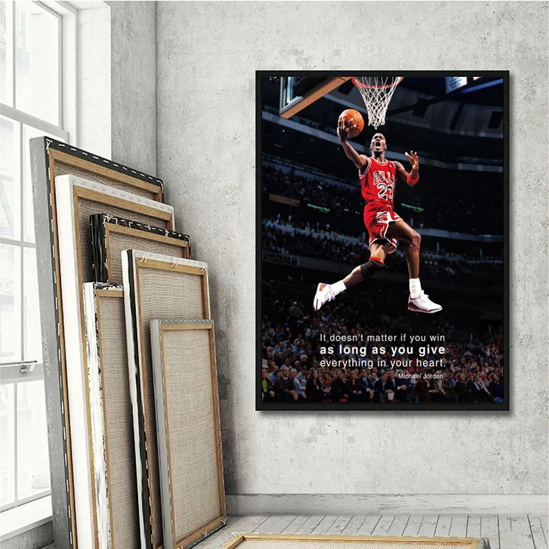 Michael Jordan Sports Poster And Prints Basketball Celebrity Inspirational Canvas Painting Print Home Wall Art Pictures Living R