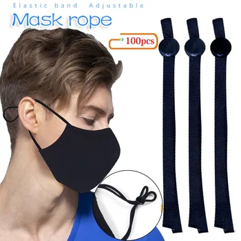 

100 Pieces Adjustable Elastic Buckle Band Cord Stretch String For DIY Mouth Mask Accessory Sewing Stretch Rope