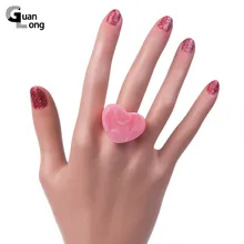GuanLong большой Винтаж большие кольца для женщин Модные украшения цветов прекрасное сердце резиновые, акриловые палец простое кольцо для девочек