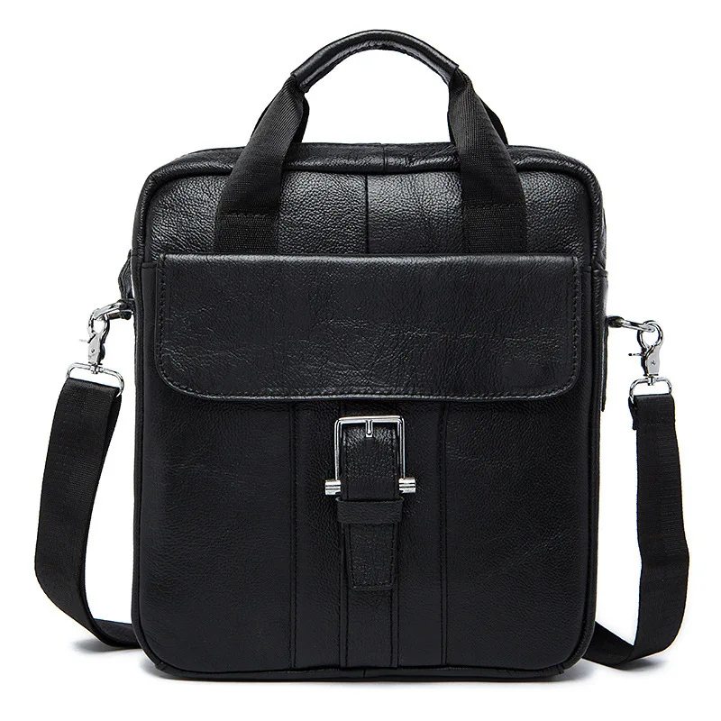 

business man briefcase leather bag shoulder bag vertical male head layer cowhide,Messenger Bag Genuine Leather Handbag Shoulder