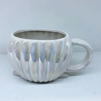 

Creative Coffee Cup Shell Mug Ceramic Simple Creative Set Coffee Cup Tea Cup Multifunctional Milk Breakfast Cup Home Enamel Mug