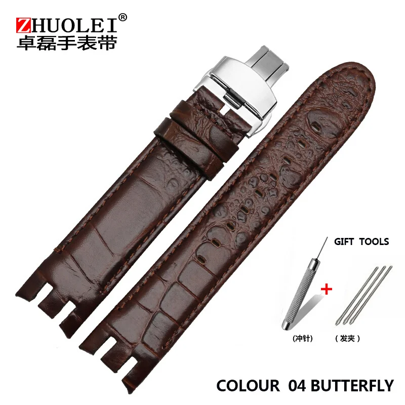 colour 04 butterfly Кожаный ремешок для SWATCH Swatch YRS403 412 402 г из воловьей кожи для наручных часов Ремешок фитинги с пуговицами-бабочками - Цвет ремешка: colour 04 butterfly