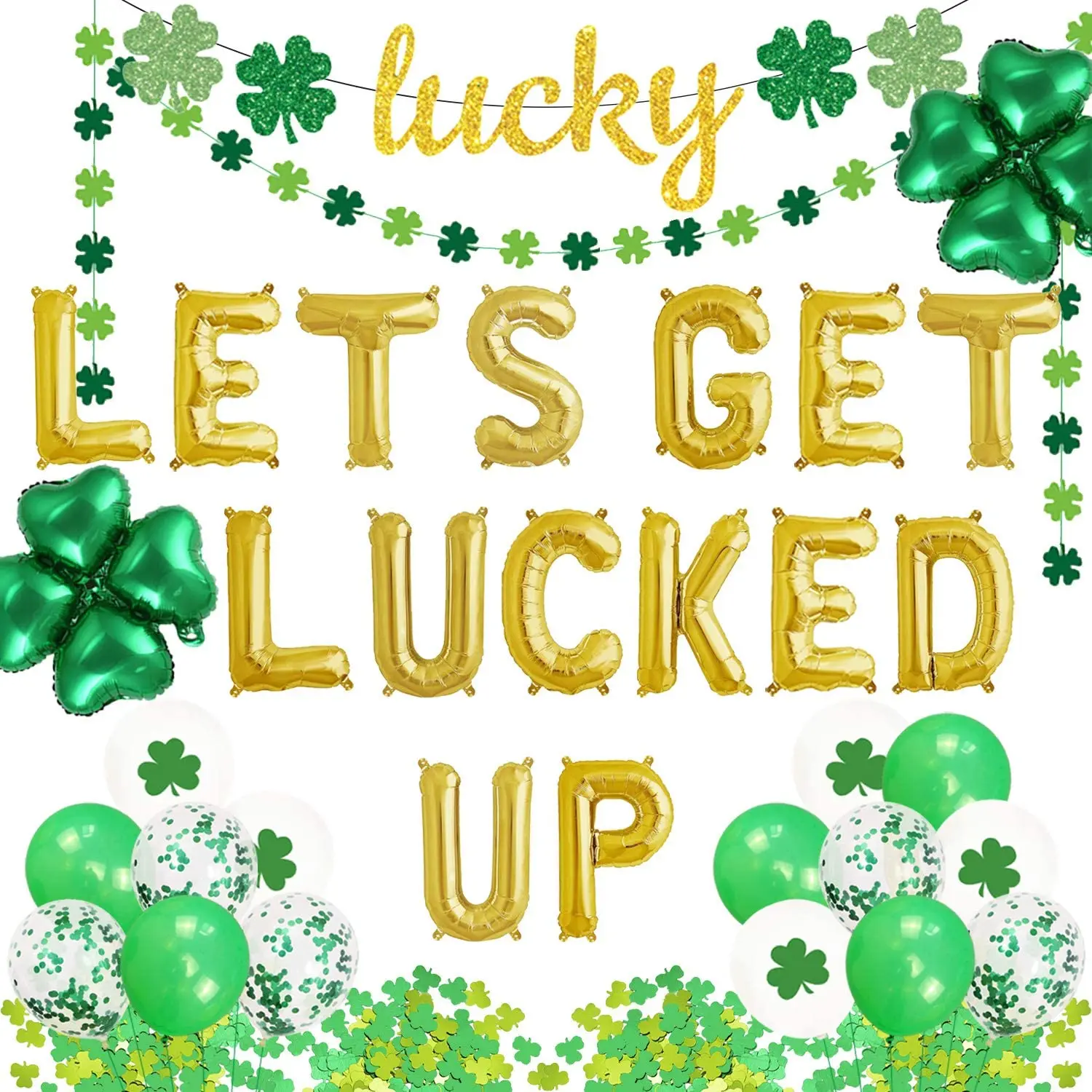 

Lucky shamrock Garland, four-leaf clover, aluminum balloons, for the first-year-old party