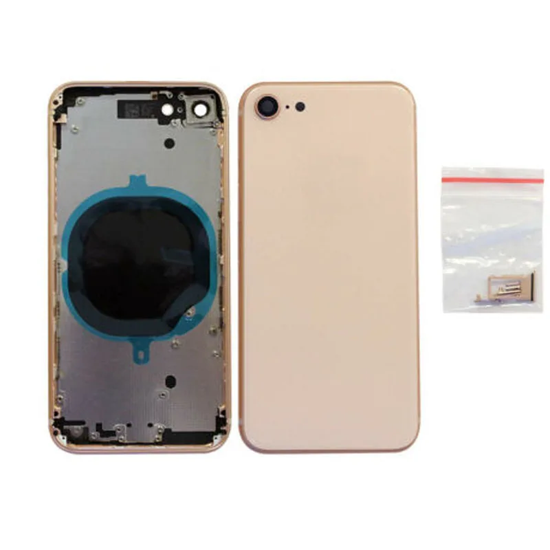 Чехол с полным корпусом для iPhone 8G, задняя крышка для батареи, задняя крышка для двери+ средняя рамка+ sim-лоток, боковые части для ключей, без гибкого кабеля