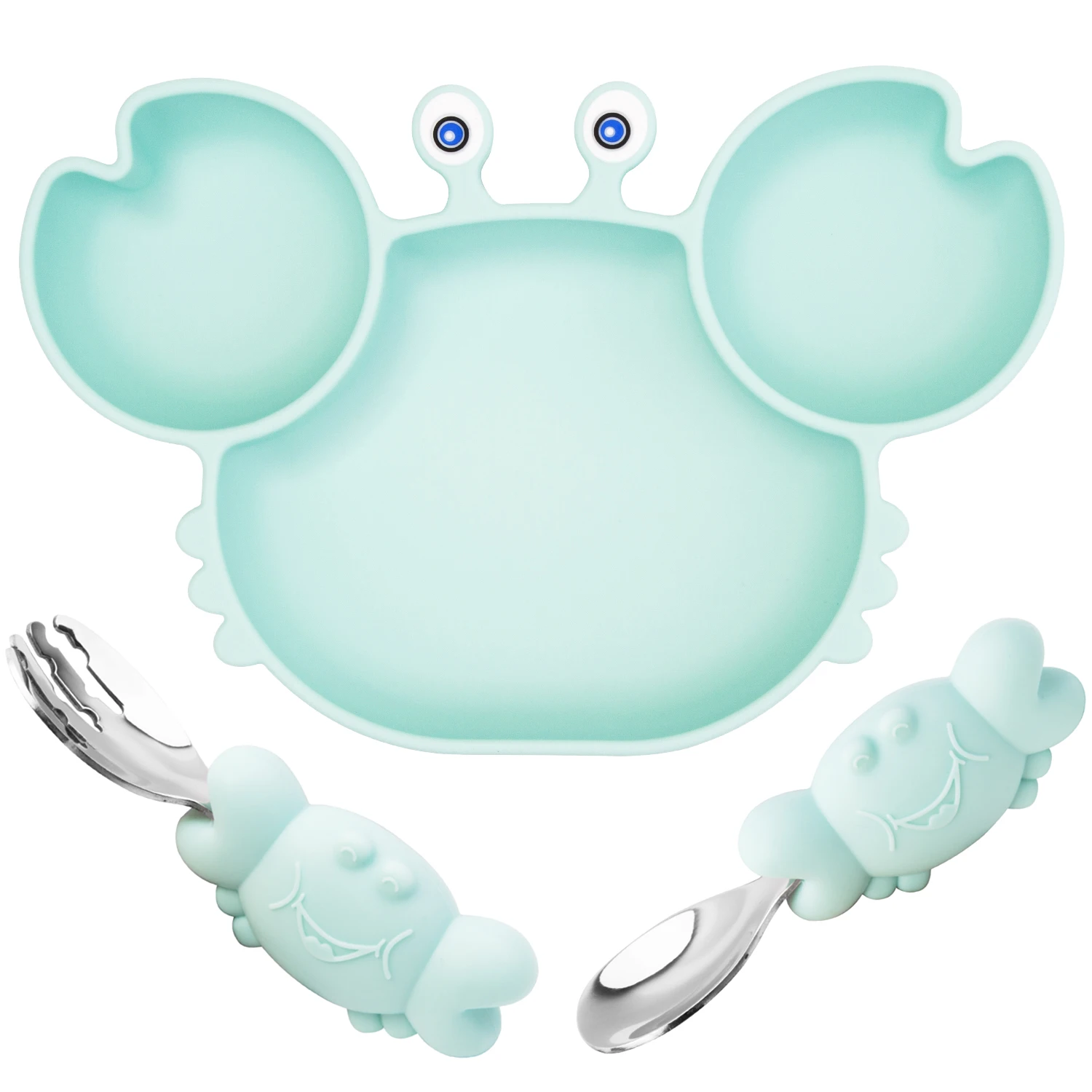 Suction-Plate Bowl Trays Divided-Plate-Dish Most-Highchairs Self-Feeding Toddlers Silicone
