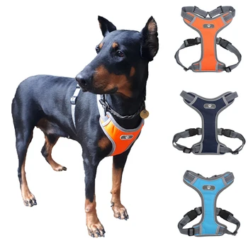 

Adjustable Reflective Pet Harnesses For Pitbull Labrador Large Dog Harness Vest Breathable No Pull Big Dog Training Harness