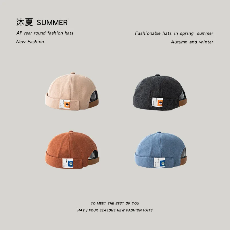 

Han Edition master cap round cap retro sailor cap solid spring melon skin cap hooligan cap