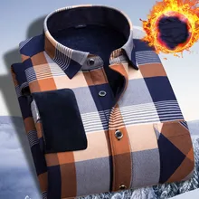 Зимняя теплая мягкая фланелевая Толстая Вельветовая рубашка для мужчин, брендовая Повседневная рубашка в клетку с длинным рукавом и флисовой подкладкой, размеры L-4XL