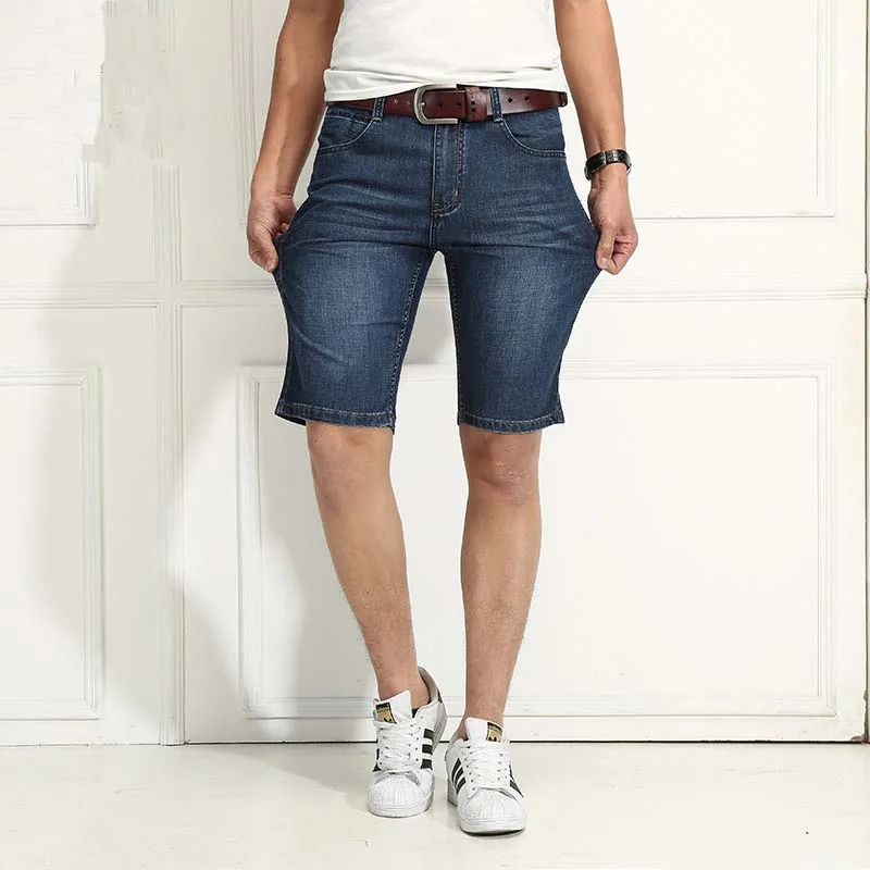 Летние тонкие повседневные шорты, мужские джинсовые шорты, хлопковые короткие джинсовые шорты средней длины, Прямые повседневные шорты