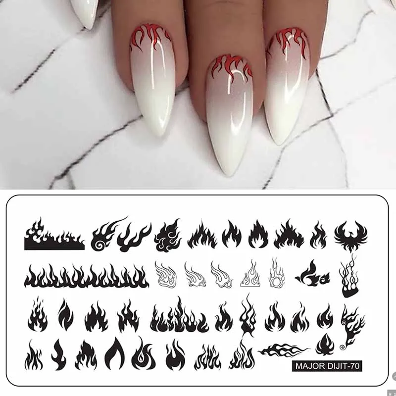 

1pc Nail Stamping Plates Flame Geometry Underwater World Series Nail Template Stamp Image Manicure Stamp Plate DIY Nail Designs