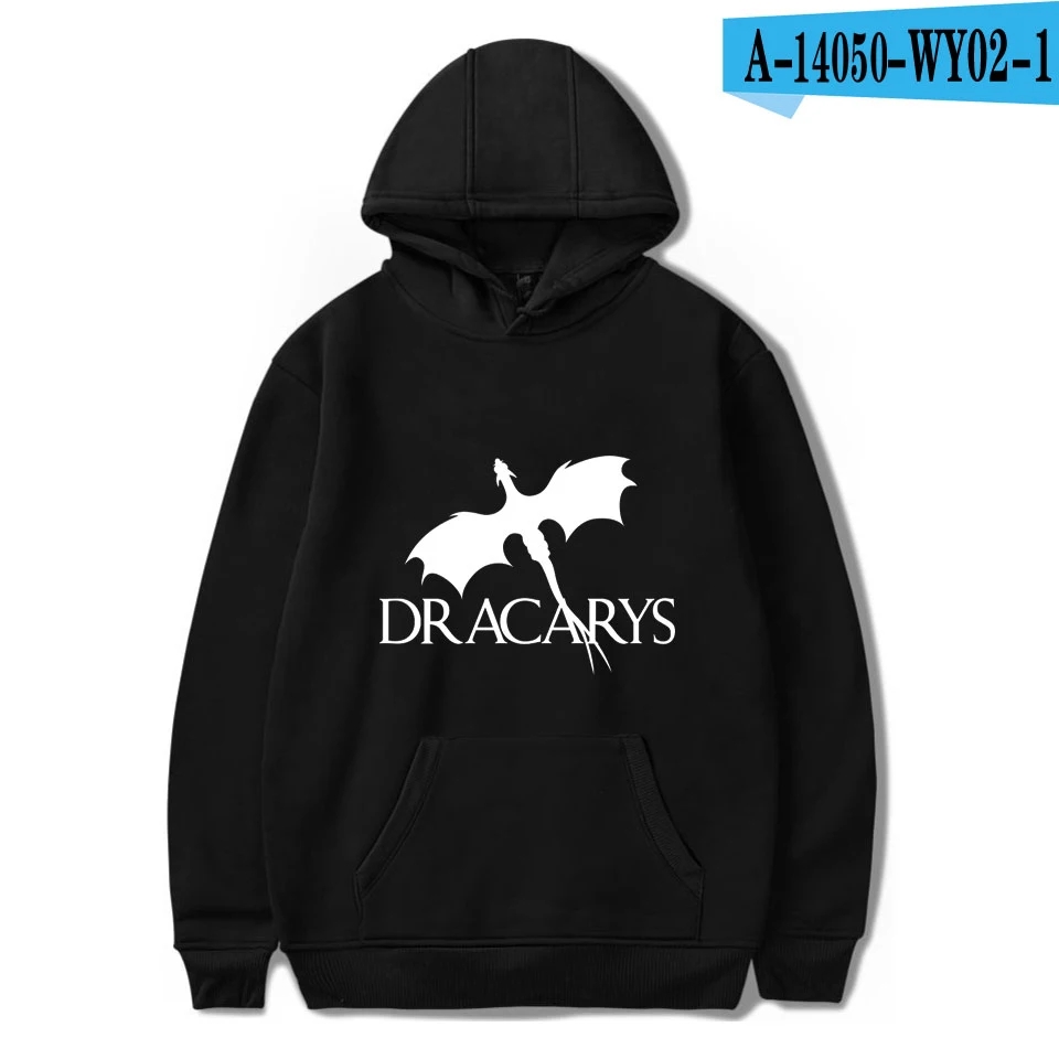 Dracarys Толстовка Khaleesi Daenerys Targaryen для мужчин и женщин тяжелый смешанный с капюшоном Толстовка Игра престолов толстовки Одежда - Цвет: black
