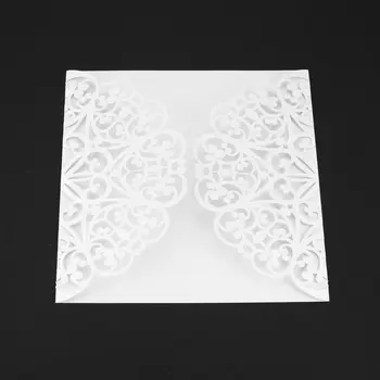 

10Pcs Flower Shape Wedding Invitation Cards Hollow Out Envelopes Seals Invitation Covers Wedding Party DecorationD0109White