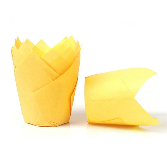 50pcs Newspaper Style Cupcake Liner Baking Cup For Wedding Party Caissettes Tulip Muffin Cupcake Paper Cup Oilproof Cake Wrapper B16
