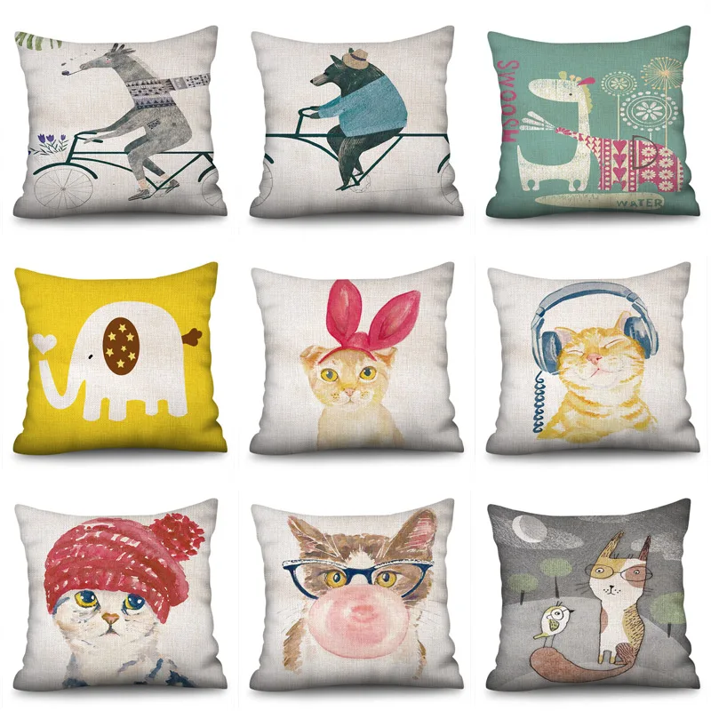 

Cat Animal Rabbit Cushion Case Throw Pillow For Decorative Cotton Linen Print Sofa Bed Drop Shipping Free Shipping
