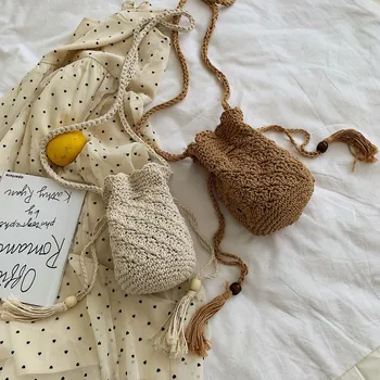 

Women's Shopping Bags Fashion Tasse Woven Shoulder Bag Solid Color Handbag Woven Bag Beach Bag Straw Handbag Mini Bags For Women