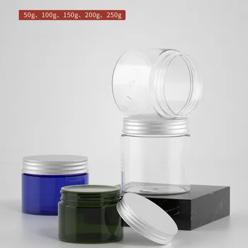 

50g-250g Transparent Aluminum Cover Empty Makeup Jar Pot Refillable Sample Bottles Travel Face Cream Lotion Cosmetic Container