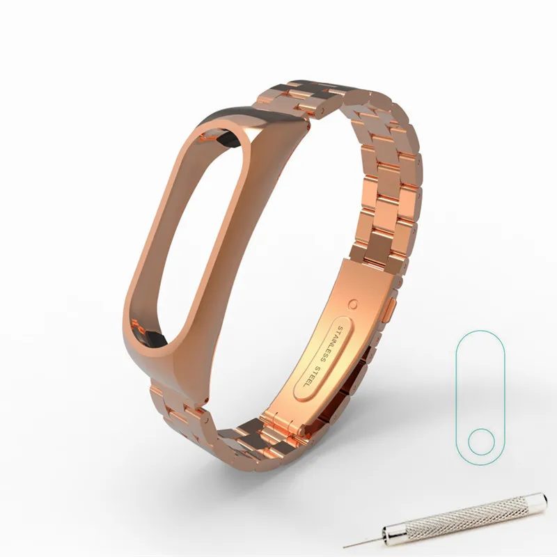 Безвинтовой ремешок mi band 2 для браслета Xiaomi mi band 2 - Цвет: Metal Rose Gold