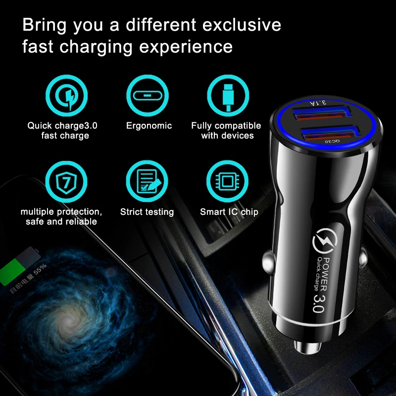 Автомобильное зарядное устройство OLAF с двумя USB портами 3 1 А быстрая зарядка 0