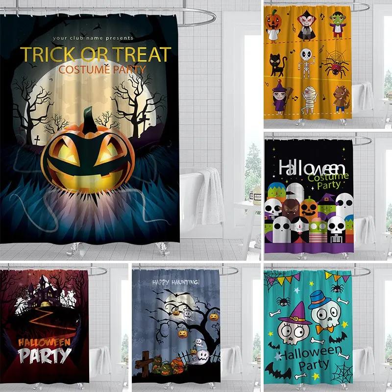 Хэллоуин занавеска для душа летучая мышь призрак тыква С крючком руки душ ванная