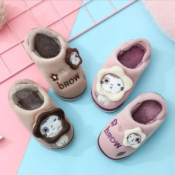 Baby cotton slippers winter 1-3 years girls home shoes infants non-slip warm soft bottom children cotton slippers cartoon cute