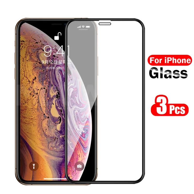 Закаленное стекло для iphone 6 6S 7 8 Plus SE 2020 X XS 11 Pro Max 3 шт.|Защитные стёкла и плёнки| |