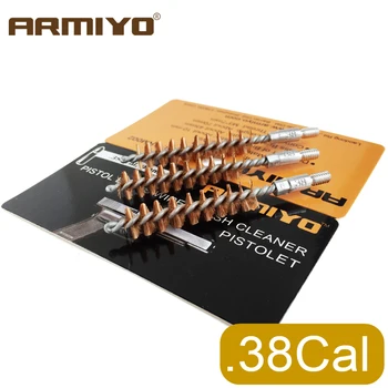 

Armiyo 9mm .380 .38 .357 Cal Hunting Pistol Cleaner Bronze Gun Bore Barrel Shooting Cleaning Brush Kit Screw Thread Size 8-32