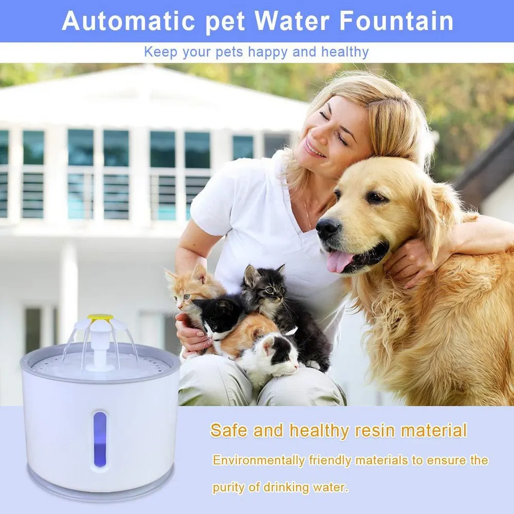 2.4L Pet Waterer Автоматическая циркуляционная кормушка кошка и питьевая вода для собак Светодиодный визуальный автоматический отвод воды