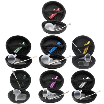 

Snuff Set Black Bag + Glass Snuff Sniffer Snorter Dispenser + Glass Mat Pad + Plastic Funnel + Metal Snuff Spoon