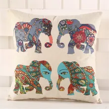 45x45cm Colorful Cartoon Elephant Printed Sofa Cushion Cover Throw Pillowcase Cotton Linen Home Decor mandala elephant flowers print linen sofa pillowcase