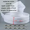 10 meters Zipper #3 White Quilt zipper Nylon coil zippers for sewing wholesale Double Sliders Closed End Sewing Craft ► Photo 2/6