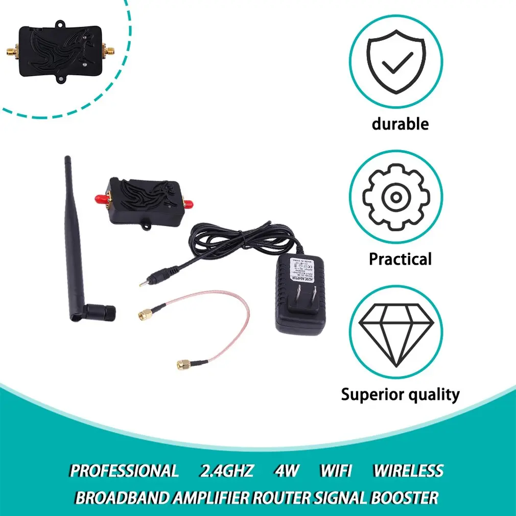 Professional 2.4GHZ 4W Wifi Wireless Broadband Amplifier Router Power
