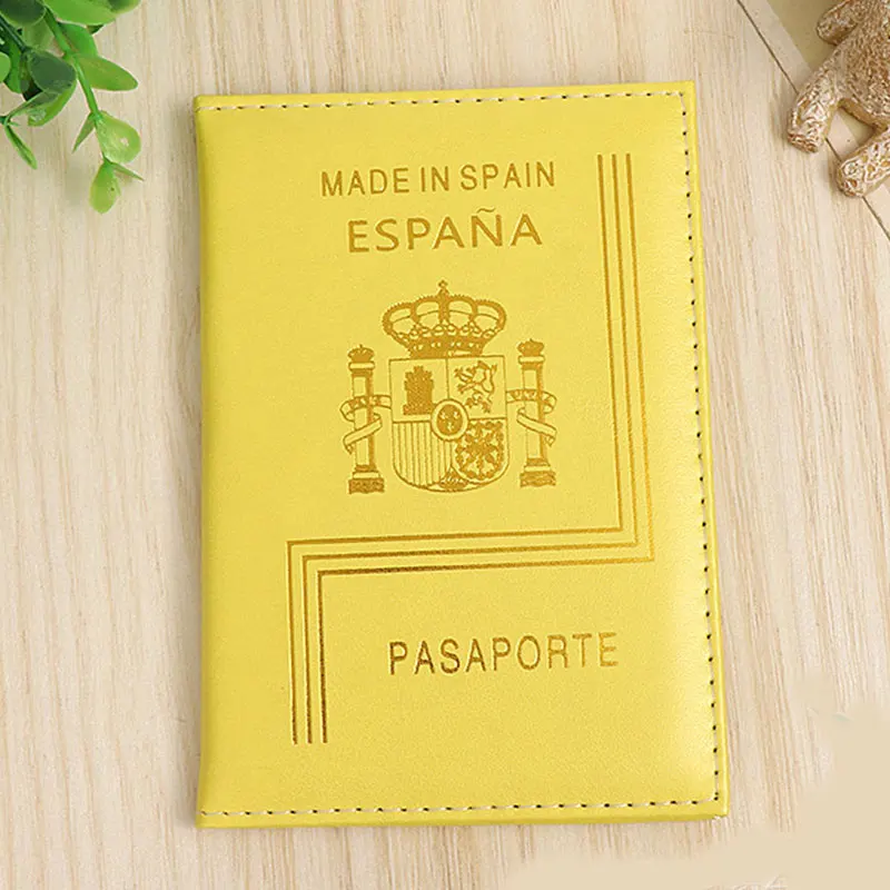 Yellow Nederland/Испания, Обложка для паспорта, защита для карт, дорожный бумажник для визиток, держатель из искусственной кожи, яркий цвет, аксессуары для паспорта - Цвет: Yellow